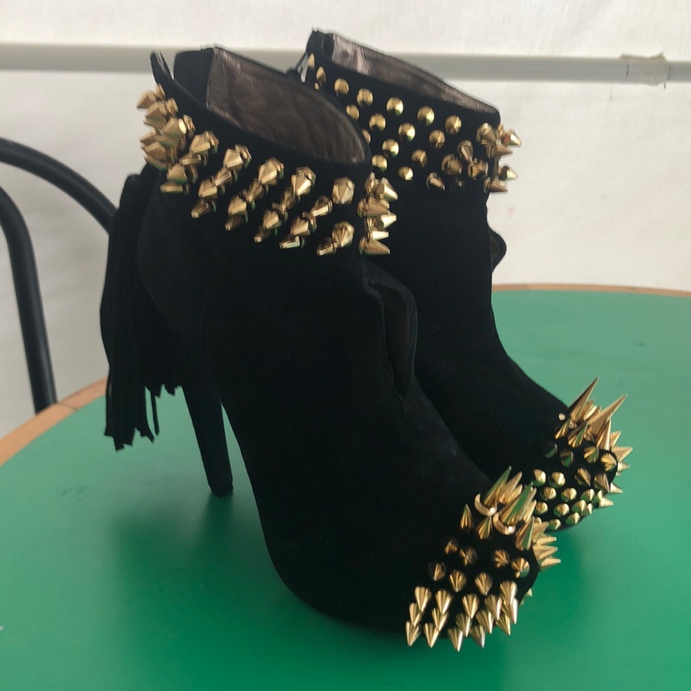 Jeffrey Campbell Black Gold Studded Stilettos 8.5